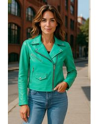 Infinity Leather - Aqua Classic Brando Biker Jacket - Lyst