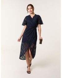Blue Vanilla - Lace Wrap Over Midi Dress - Lyst
