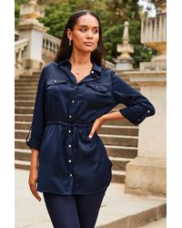 Sosandar - Satin Utility Tie Waist Shirt - Lyst