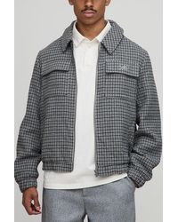 BoohooMAN - Regular Fit Micro Flannel Pocket Harrington Jacket - Lyst