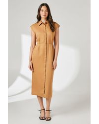 PRINCIPLES - Double Crepe Pleat Detail Column Shirt Dress - Lyst