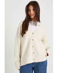 Boohoo - Oversized Boucle Knitted Boyfriend Cardigan - Lyst