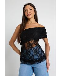 Boohoo - One Shoulder Lace Top - Lyst