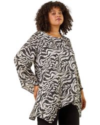 Roman - Curve Abstract Print Tunic Top - Lyst