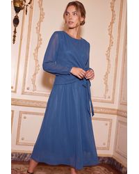 Roman - Wrap Bodice Midi Dress - Lyst