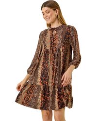 Roman - Abstract Print Smock Stretch Dress - Lyst