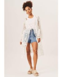 Gini London - Embroidered Crochet Kimono Cover Up - Lyst