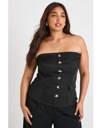 Boohoo - Plus Tailored Starfish Button Trim Bandeau Waistcoat - Lyst