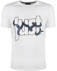 Just Cavalli - Snake Wrapped Logo T-Shirt Cotton - Lyst