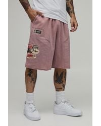 BoohooMAN - Baggy Fit Moto Washed Loopback Jersey Short - Lyst