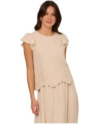Adrianna Papell - Scalloped Crew Neck Swingy Airflow Flutter Sleeve Cutout Top - Lyst