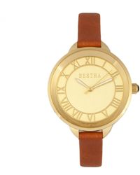 Bertha - Madison Sunray Dial Leather-Band Watch - Lyst