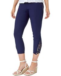 Roman - Lace Insert Elastic Waist Crop Trousers - Lyst