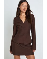 Boohoo - Tall Tailored Barrel Sleeve Cinch Waist Blazer - Lyst