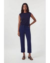 Karen Millen - Compact Stretch Button Detail Straight Leg Trouser - Lyst