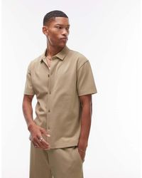 TOPMAN - Premium Relaxed Fit Button Through Interlock Jersey Shirt - Lyst