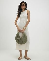 River Island - Midi Dress Sleeveless 3D Flower Round Neck Viscose - Lyst