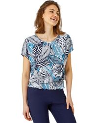 Roman - Metallic Leaf Print Stretch Top - Lyst