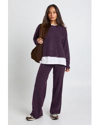 Boohoo - Crew Neck Knitted Boxy Cardigan And Wide Leg Trouser Co-Ord - Lyst