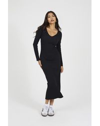 Brave Soul - V-Neck Fitted Long Sleeve Maxi Dress - Lyst