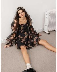 Miss Selfridge - Bow Detail Mini Dress - Lyst