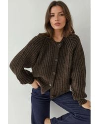 Hiccup - Textured Knit Cardigan With Button - Lyst