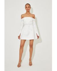 Odd Muse - Satin Bardot Dress - Lyst