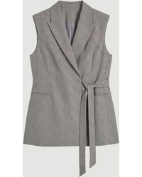 Karen Millen - Plus Size Soft Tailored Check Wrap Detail Sleeveless Blazer - Lyst
