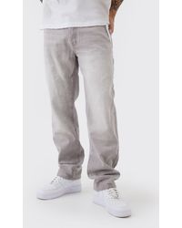 BoohooMAN - Straight Rigid Tinted Washed Denim Jeans - Lyst