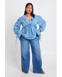 Boohoo - Plus Large Dobby Chiffon Ruffle Smock Top - Lyst