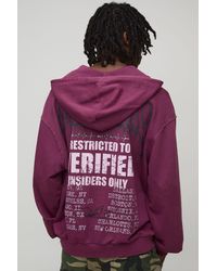 BoohooMAN - Oversized Boxy Exclusive Slogan Gothic V Neck Raw Hem Printed Washed Hoodie - Lyst
