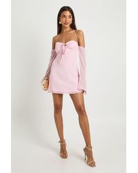 Boohoo - Chiffon Long Sleeve Mini Dress - Lyst