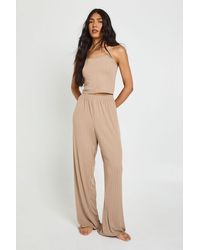 Boohoo - Tall Pointelle Cami And Wide Leg Trouser Pyjama Set - Lyst