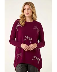 Roman - Embellished Bow Knit Jumper - Lyst