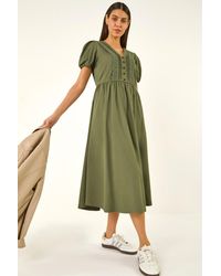 Roman - Cotton Crochet Trim Dress - Lyst