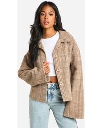 Boohoo - Tall Check Wool Look Jacket - Lyst