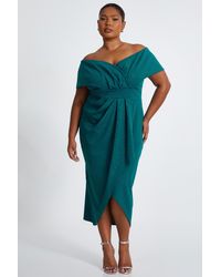 Quiz - Curve Bottle Glitter Bardot Midi Dress - Lyst