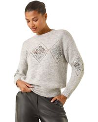Roman - Diamond Sequin Knit Jumper - Lyst