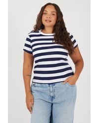Brave Soul - Curve Stripe Crew Neck T-Shirt - Lyst