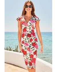 Sosandar - Floral Sculpting Waistband Dress - Lyst