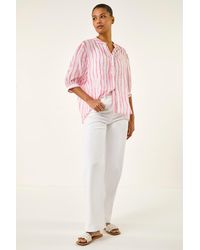 Roman - Stripe Print V-Neck Blouse - Lyst