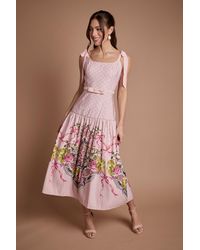 Oasis - Bow Detail Dropped Waist Midi Dress - Lyst