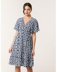 Blue Vanilla - V Neck Button Front Mini Dress - Lyst