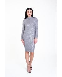 Gini London - Sequin High Neck Bodycon Dress - Lyst