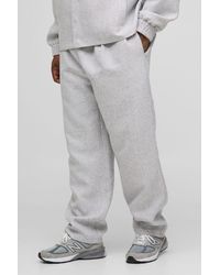 BoohooMAN - Plus Straight Leg Boucle Elasticated Waist Pants - Lyst