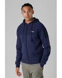 Firetrap - Dark Regular Fit Cotton Rich Zip Through Hoody With Sleeve Pocket - Lyst