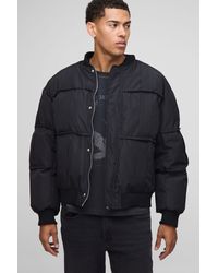 BoohooMAN - Oversized Fit Pleated Panel Bomber Jacket - Lyst