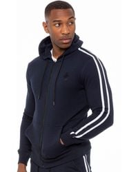Enzo - Zip Up Hoodie With Tape - Lyst