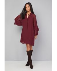 Wallis - Dobby Ruffle Sleeve Shift Dress - Lyst