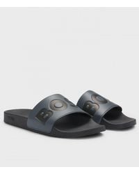 BOSS - Boss Aryeh Italian-Made Slides With Large Logo Detail Colour: Medium 036 - Lyst